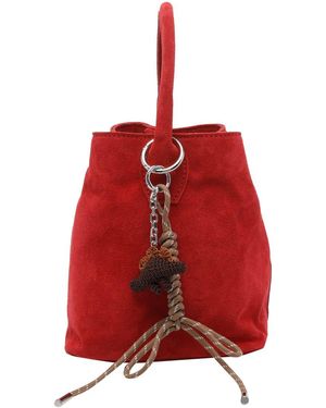 Date Paniere Suede Handbag - Red