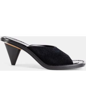Phoebe Philo Mule À Bride Unique En Daim Noir Strap 75 Sandal - Black