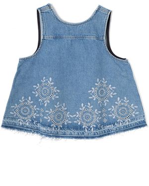 Ganni Broderie Anglaise Denim Top - Blue