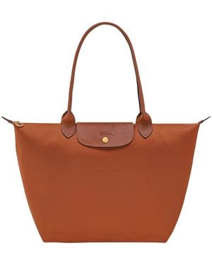 Longchamp 'Le Pliage Original' Tote Bag With Embossed Logo - Brown