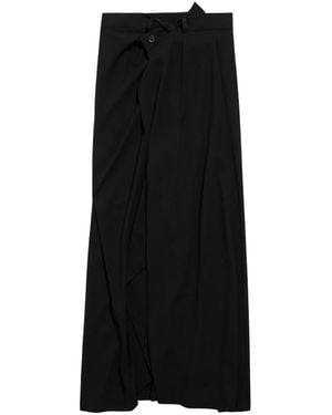 Balenciaga Draped Crepe Midi Skirt - Black