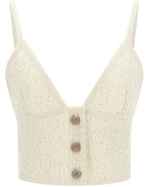 Alessandra Rich Polyester Tank Tops - Natural