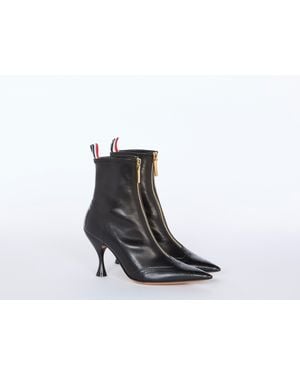 Thom Browne Bottine Wingtip À Talon Courbe Rond 90Mm En Veau Lisse Boot - Black