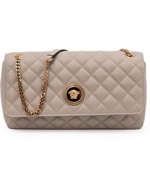 Versace Taupe Quilted Leather Shoulder Strap Bag - Natural