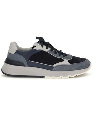 Brunello Cucinelli Calf Leather Bos Taurus Athletic Sneakers - Blue