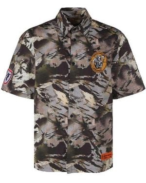 Heron Preston Stylish Camouflage Popline Shirt - Black