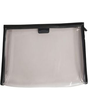 Dolce & Gabbana Pvc Clutch Pouch Purse Branded Logo Plaque Bag Calf Leather - Grey