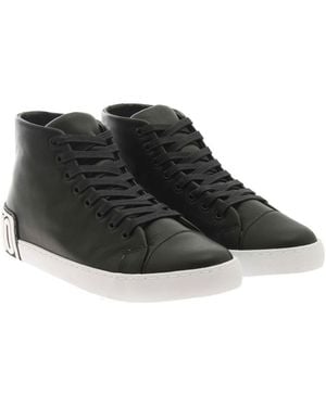 Moschino Vulc 25 Logo Mid-Top Trainers Shoes - Black