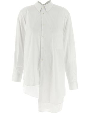 Comme des Garçons Asymmetric Hem Shirt With Front Button Closure And Unique Silhouette - White