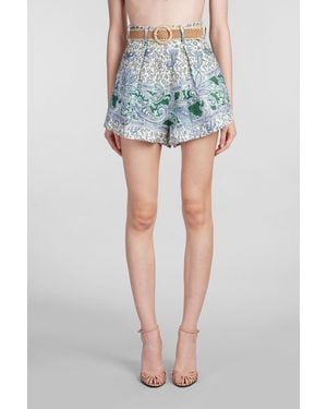 ショートパンツ ZIMMERMANN WHITE SILK SHORTS Zimmermann White Floral Silk Shorts | ShopSimon