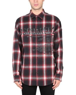 DSquared² Drop Shoulder Flannel Shirt - Black