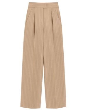 Valentino Straight Trousers Virgin Wool - Natural
