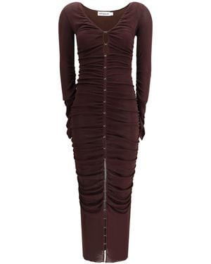 Self-Portrait Draped Knit Dress - Purple