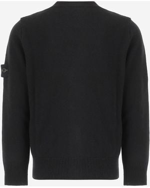 Stone Island Cardigan Wool-Blend - Black