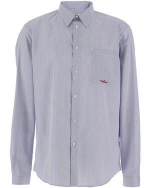 Valentino Cotton Shirt With Striped Motif - Blue