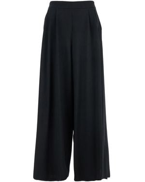 Le Plain Pants With Semi-Elastic Waist And Oversize Design - Black