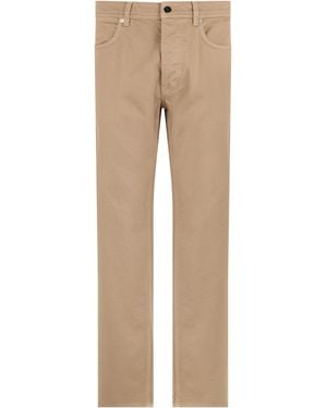 Stone Island Trousers Straight Cut Cotton - Natural