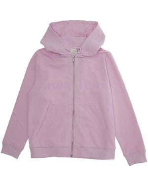 Givenchy Cardigan With Fixed Hood And Logo Cotton Tops - Purple