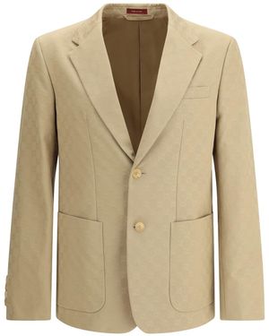 Gucci Gg Jacquard Blazer - Natural