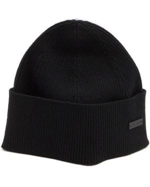 Saint Laurent Logo Patch Beanie - Black