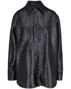 Bottega Veneta Woven Leather Shirt - Black