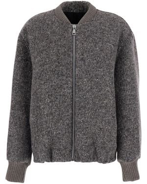 Tela V-Neck Long Sleeve Top Tech Fabric Wool - Gray