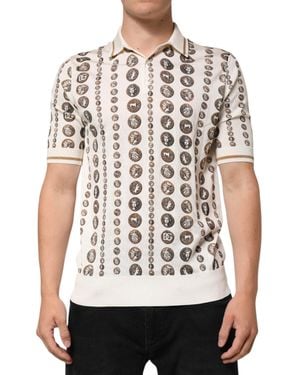 Dolce & Gabbana Dolce & Gabbana Silk Coin Print Polo - White