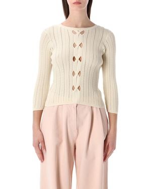Sessun Alencar Cable-Knit Sweater Cotton Sweater - Natural