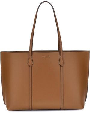 Tory Burch Perry Tote Bag Calf Leather Bos Taurus Handbags - Brown