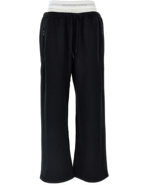 Alexander Wang Wide Leg W/ Logo Elastic Exposed Brief' Joggers - Black