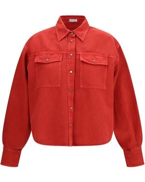 Brunello Cucinelli Cotton And Linen Shirt - Red