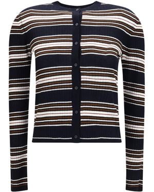 Max Mara Striped Silk And Wool Cardigan Silk; Ovis Aries - Blue