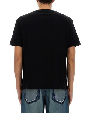3.PARADIS Crystal Logo T-Shirt Cotton T-Shirts - Black