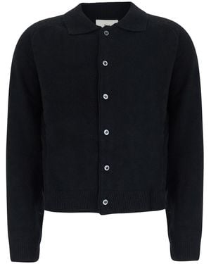 DUNST Knit Cardigan Ollared Wool Cashmere Nylon Top - Blue