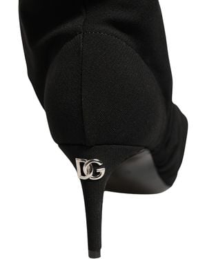 Dolce & Gabbana Stretch Socks Heels Ankle Boots Shoes Elastane Nylon Viscose - Black