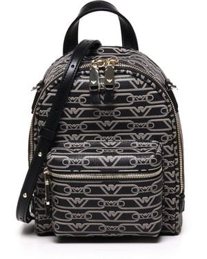 Emporio Armani Monogram Crossbody Mini Backpack - Black