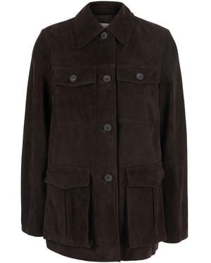 Semicouture Jacket Penny Suede Viscose And Polyester Coat - Black