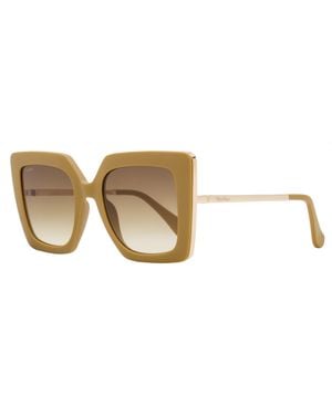 Max Mara Design4 Sunglasses Mm0051 73F Matte Tan- 52Mm Tan/ Plastic (Injected)/Metal - Black