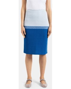 Bielo Jupe Crayon En Maille Texturée Colorbloc Bleu Skirt - Blue