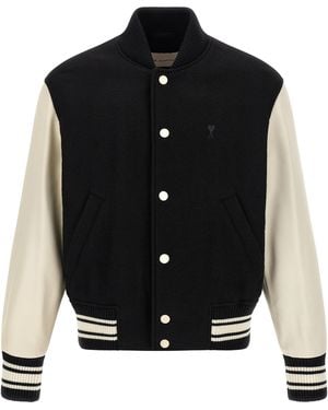 Ami Paris Virgin Wool Bomber Clothing - Black