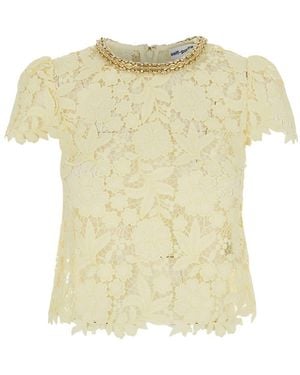 Self-Portrait Top Lace Top With Lace Details - Yellow