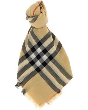Burberry Check Wool Scarf - Metallic