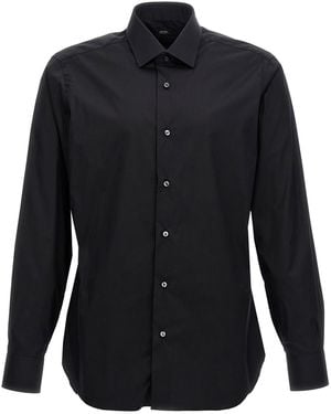 Barba Napoli Stretch Cotton Poplin Shirt - Blue