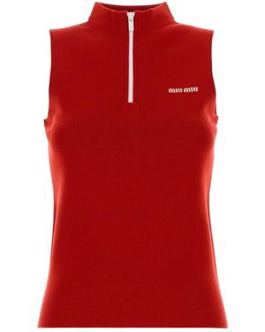 Miu Miu Wool Tank Top - Red