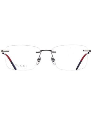Gucci Eyeglasses Rectangle Rimless, Ruthenium Frame And Clear Demo Lenses Lens Gg0399O003 - Brown