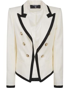 Balmain One Button Fitted Natte Jacket - White