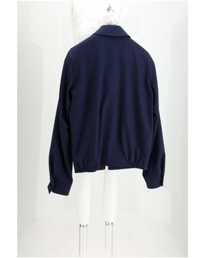 Dior Dior Reversible Cannage Quilted Wool Fleece Jacket - Blue