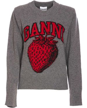 Ganni Signature Strawberry Jumper - Grey