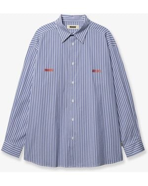 Woodbird Brooks Lion Cotton Blend Shirt - Blue