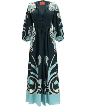 La DoubleJ Long Camerino Dress Silk - Green